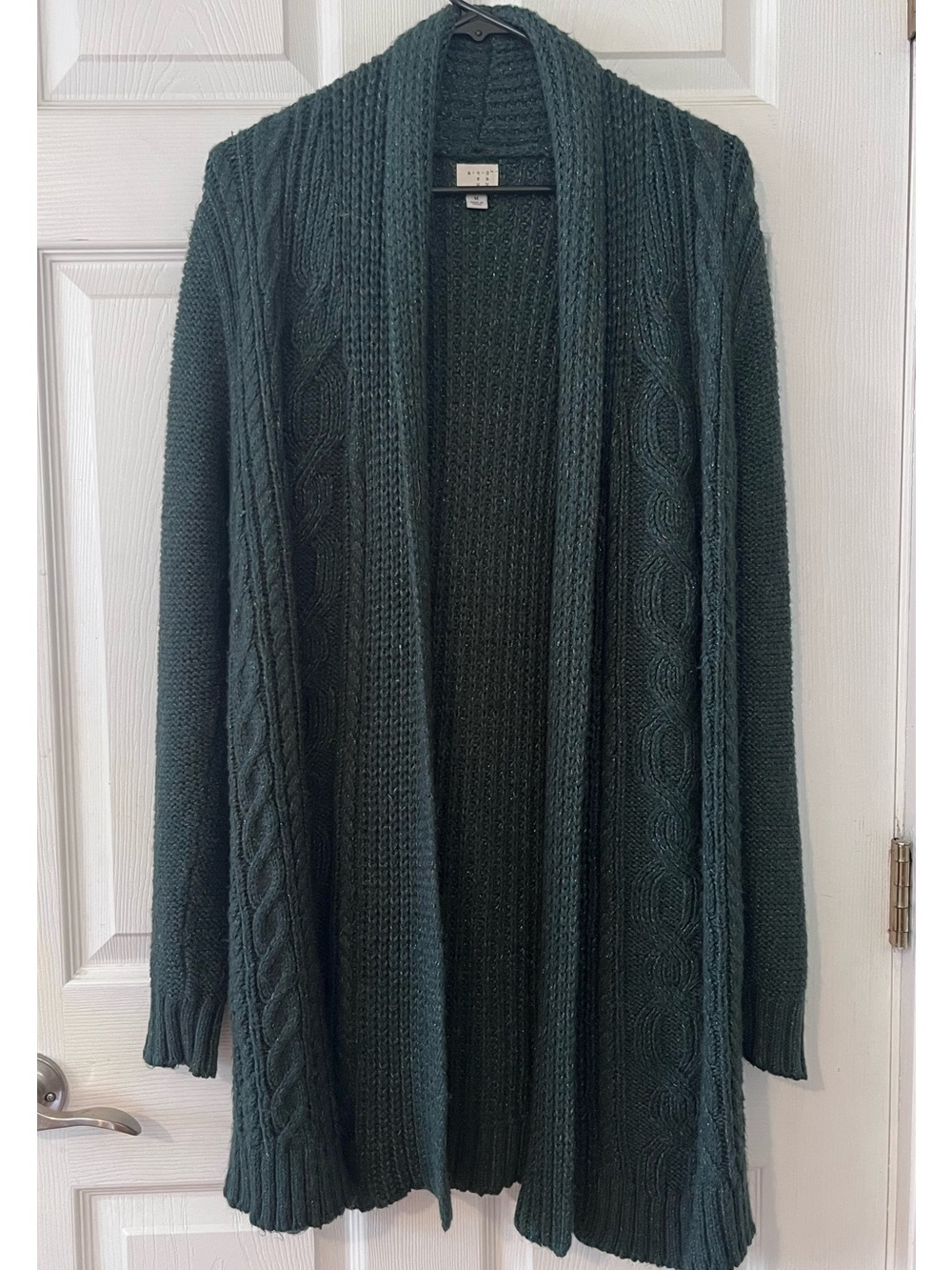 a new day Dark Green Cable Knit Open-Front Cardigan